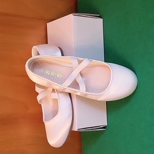 Girls White Satin Flats